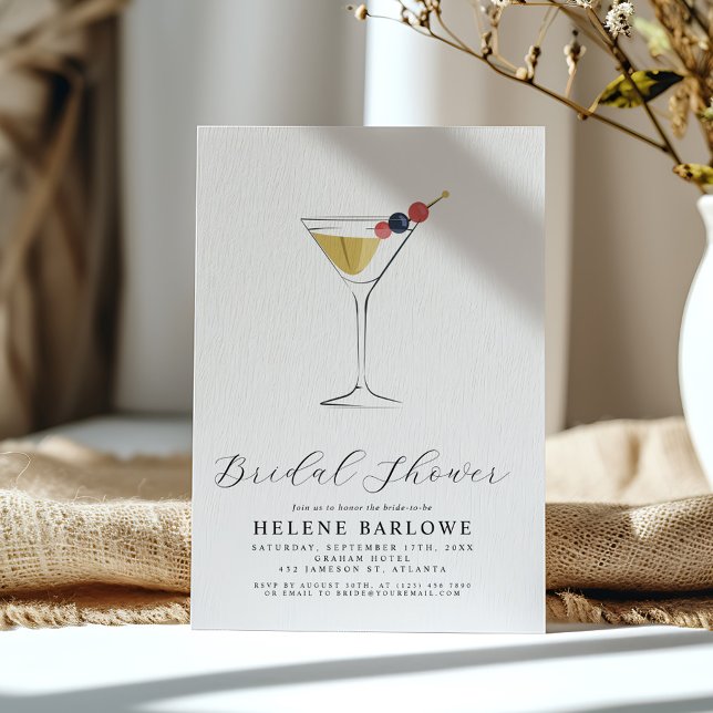 Martini Cocktail Modernes Minimalistisches Brautpa Einladung (Martini Cocktail Modern Minimalist Bridal Shower Invitation)