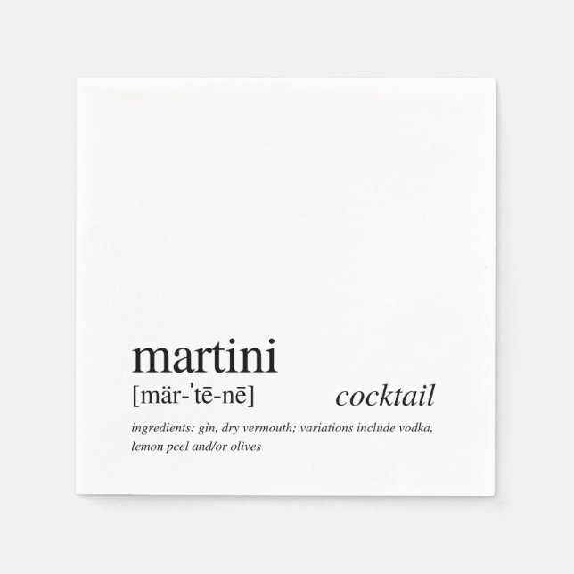 Martini Cocktail Modernes Zitat Schwarze Typografi Serviette (Vorderseite)