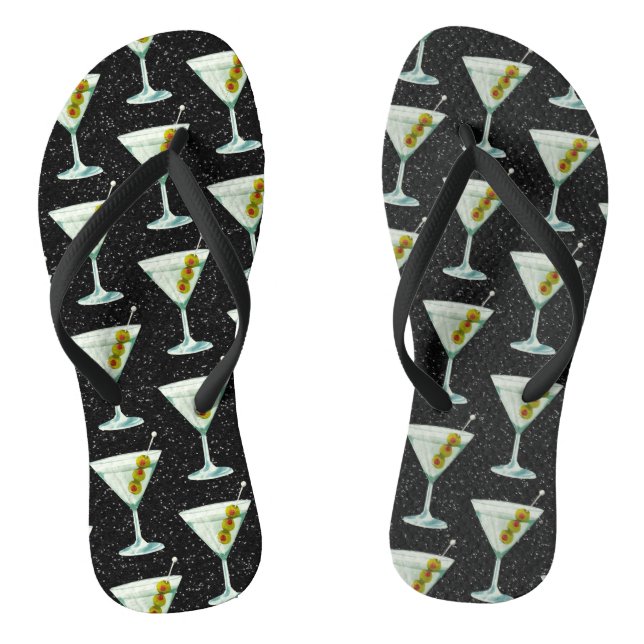 Martini Cocktail Muster Flip Flops (Fußbett)