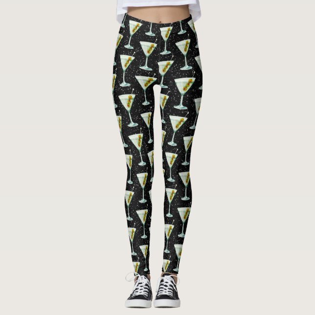 Martini Cocktail Muster Leggings (Vorderseite)