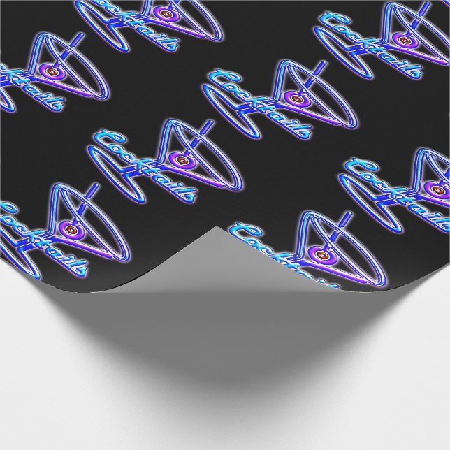 Martini-Cocktail Retro-Neonzeichen Vintage Bar Geschenkpapier (Ecke)