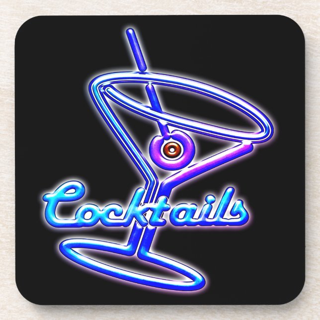 Martini-Cocktail Retro-Neonzeichen Vintage Bar Getränkeuntersetzer (Vorderseite)
