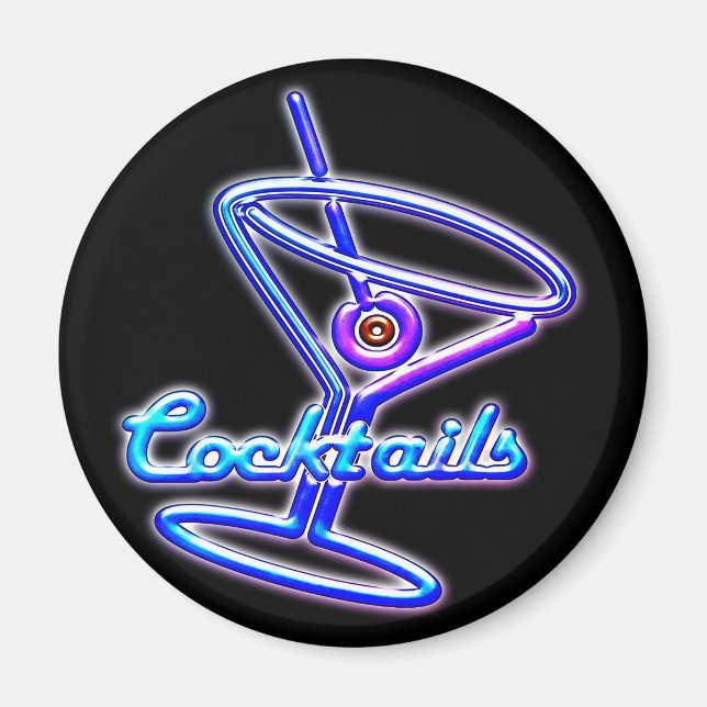 Martini-Cocktail Retro-Neonzeichen Vintage Bar Magnet (Vorne)