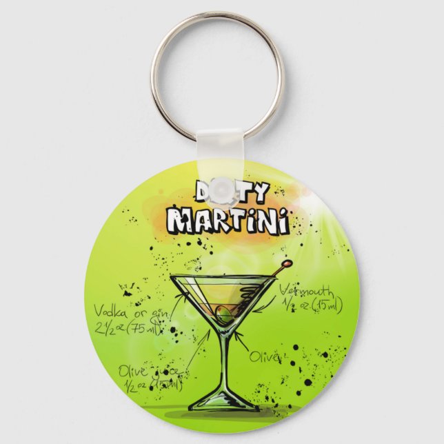Martini Cocktail Rezept Schlüsselanhänger (Vorderseite)
