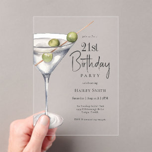 Martini Cocktail Thema 21. Geburtstag Party Acryleinladungen
