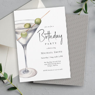 Martini Cocktail Thema Geburtstagsparty Einladung