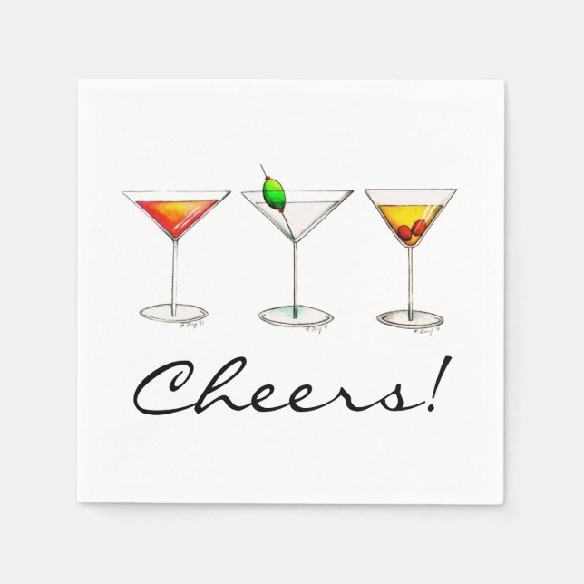 Martini Cosmo Manhattan Cocktail Drinks Cheers Serviette (Vorderseite)