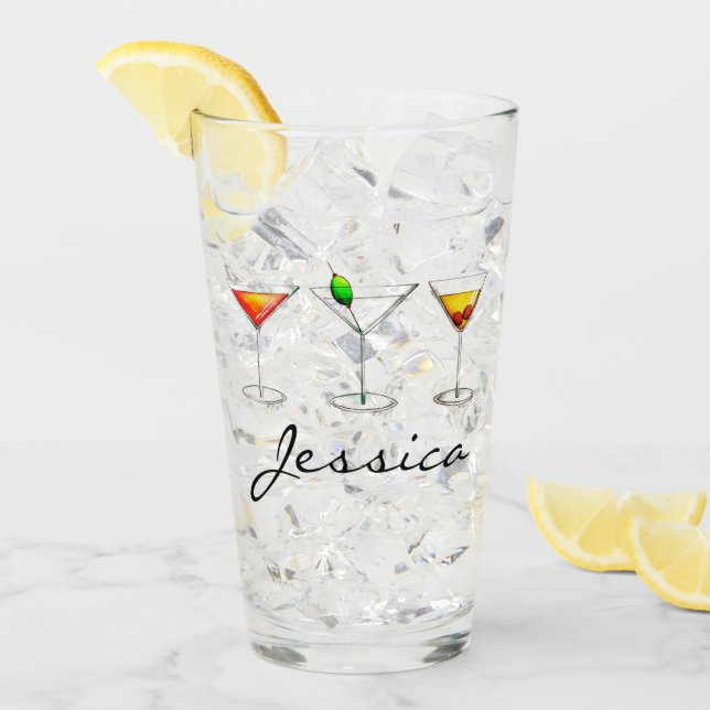 Martini Cosmo Manhattan Mixed Drink Cocktails Glas (Vorderseite Ice)