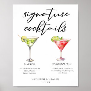 Martini Cosmopolitan Signature Cocktails Menü Poster