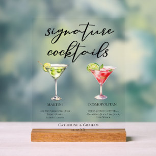Martini Cosmopolitan Stylische Signature-Cocktails Acrylschild