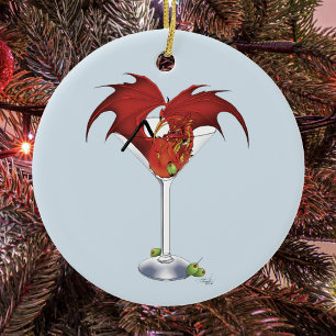 Martini Fantasy Red Dragon Keramik Ornament