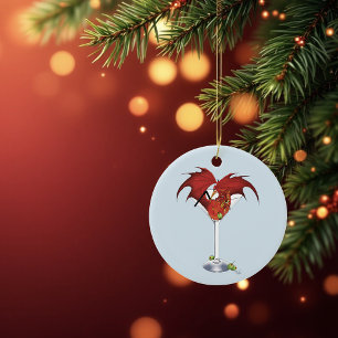 Martini Fantasy Red Dragon Keramik Ornament