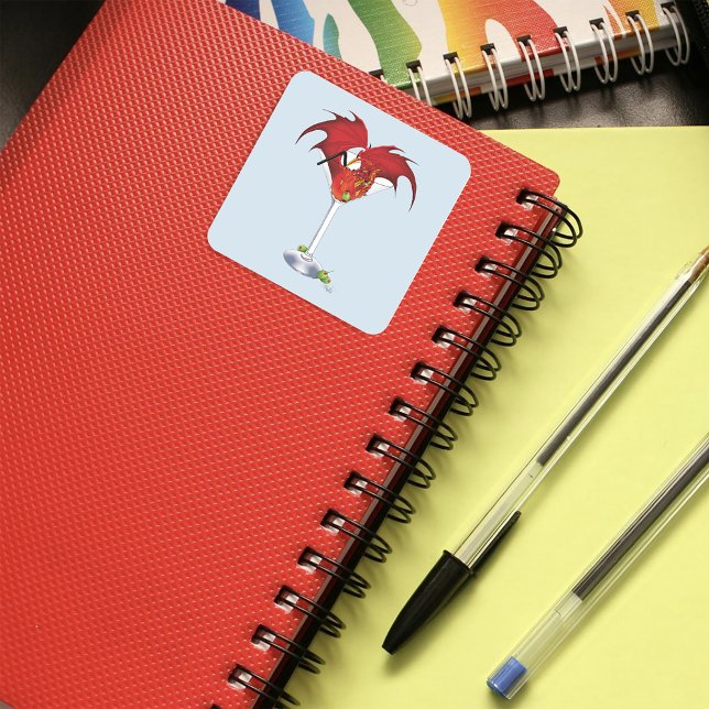 Martini Fantasy Red Dragon Quadratischer Aufkleber (Von Creator hochgeladen)