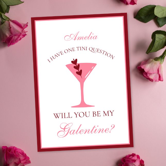 Martini Galentine's Day Ästhetik Rot und Rosa Karte (Von Creator hochgeladen)