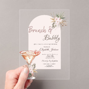 Martini-Glas Herz Boho Blumen Brunch & Bubbly Acryleinladungen