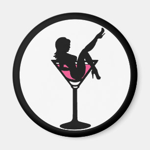 Martini-Glasmädchen-Silhouette Magnet