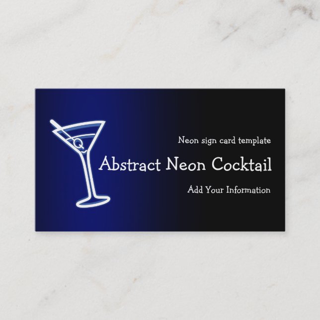 Martini Glass Neon Logo Business Card Visitenkarte (Vorderseite)