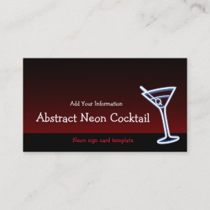 Martini Glass Neon Logo Business Card Visitenkarte