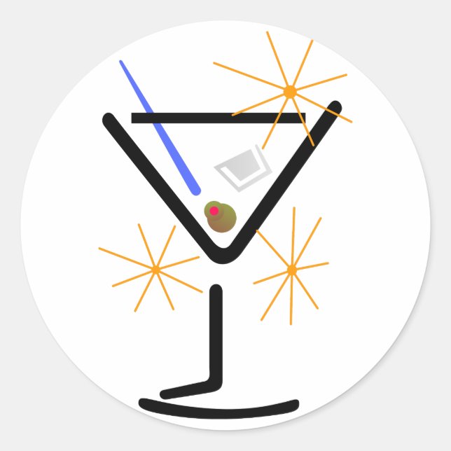 Martini Glass Runder Aufkleber (Vorderseite)