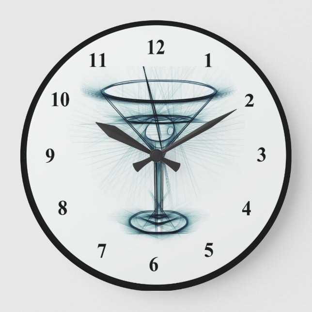 Martini Glass Sketch Große Wanduhr (Vorderseite)