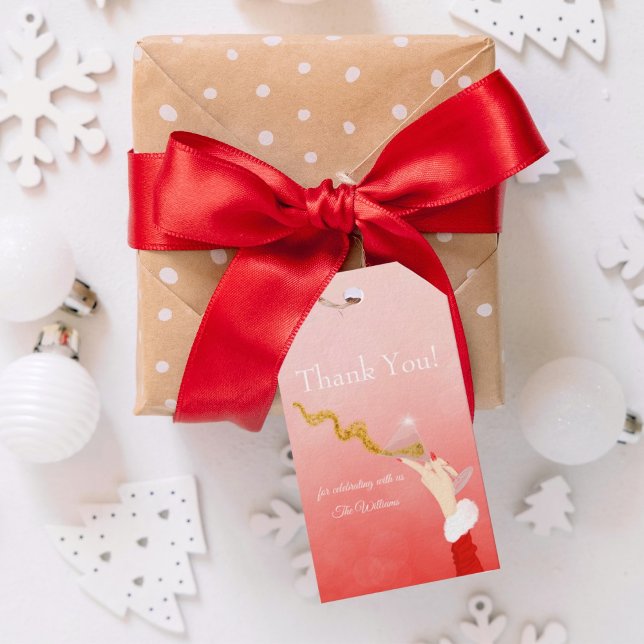 Martini Glass Spilling Weihnachts-Glitzer Party Geschenkanhänger (Von Creator hochgeladen)