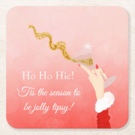 Martini Glass Spilling Weihnachts-Glitzer Party Rechteckiger Pappuntersetzer