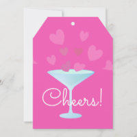 Martini Glass und rosa Herzen jubeln