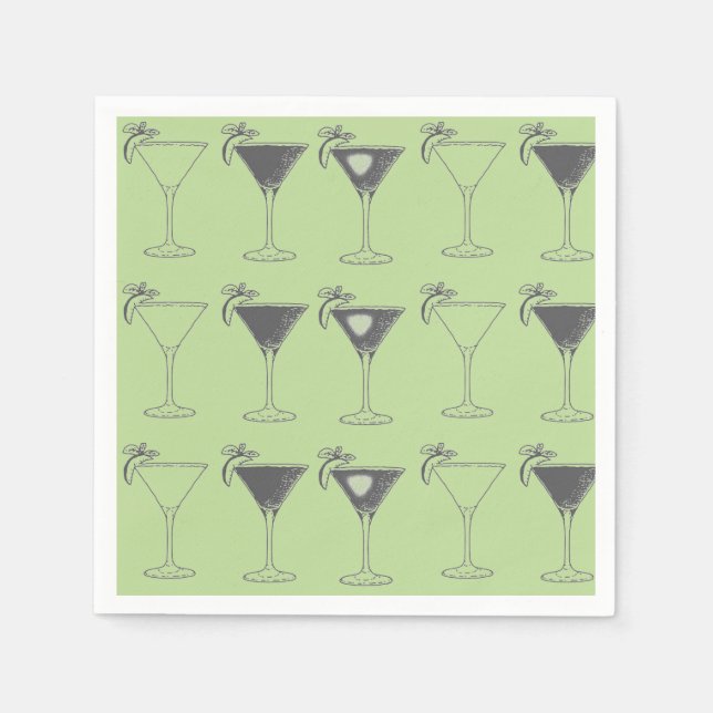 Martini Glasses Sketch Serviette (Vorderseite)