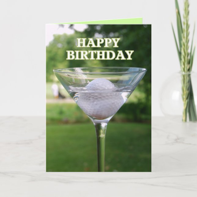 Martini Golf Ball Happy Birthday Card Karte (Vorderseite)