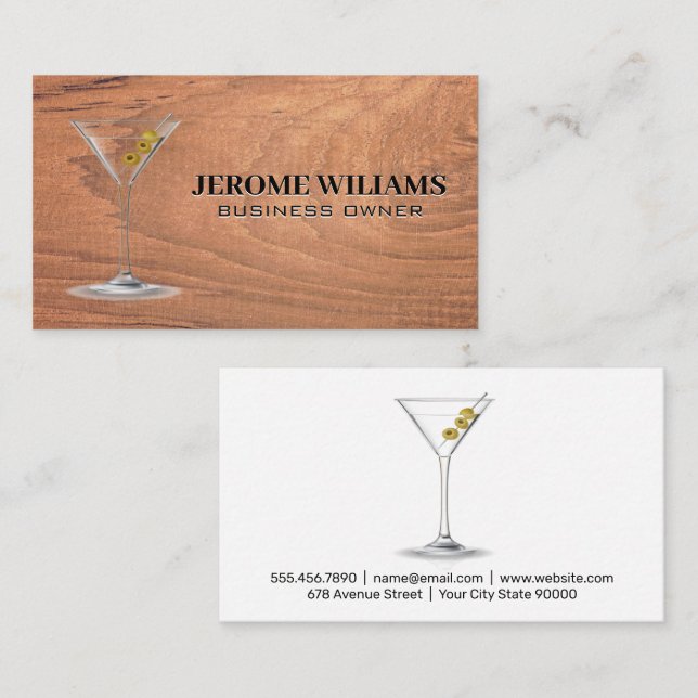 Martini | Holzrahmen Visitenkarte (Vorne/Hinten)