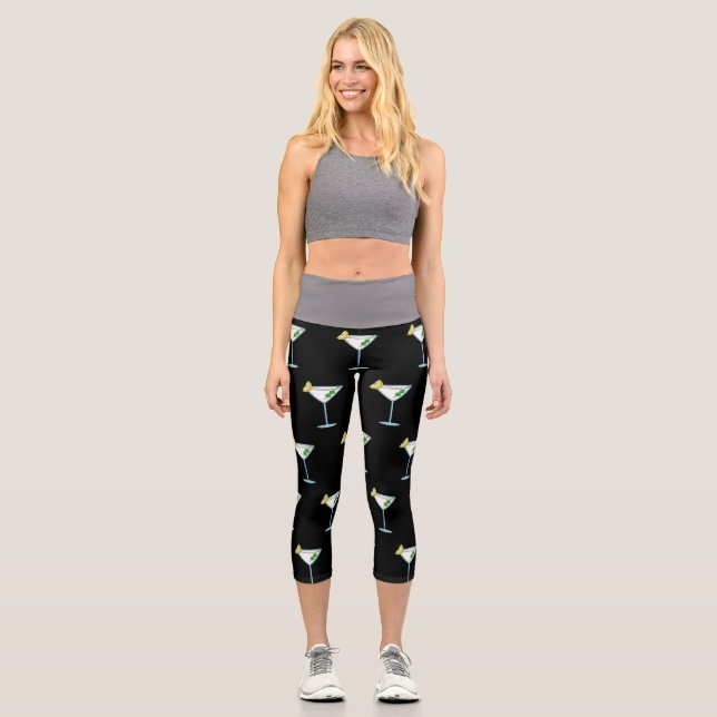 Martini Liebhaber Cocktail Glass Barkeeper Alkohol Capri Leggings (Vorderseite)
