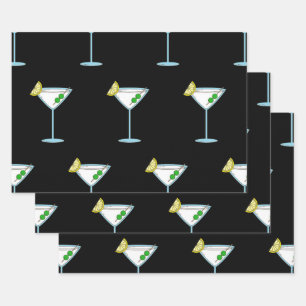 Martini Liebhaber Cocktail Glass Barkeeper Alkohol Geschenkpapier Set