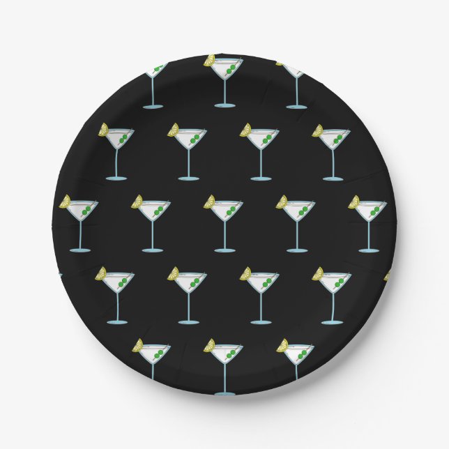 Martini Liebhaber Cocktail Glass Barkeeper Alkohol Pappteller (Vorderseite)