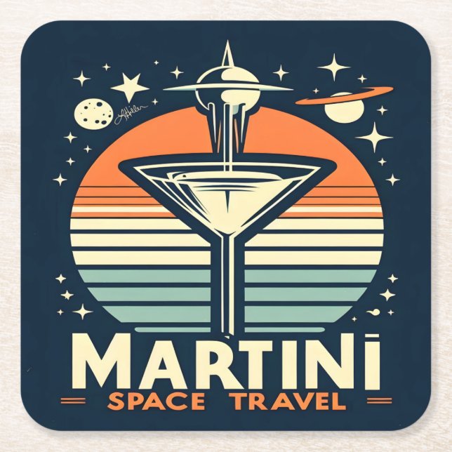Martini-Logos für Raumfahrten Rechteckiger Pappuntersetzer (Vorderseite)