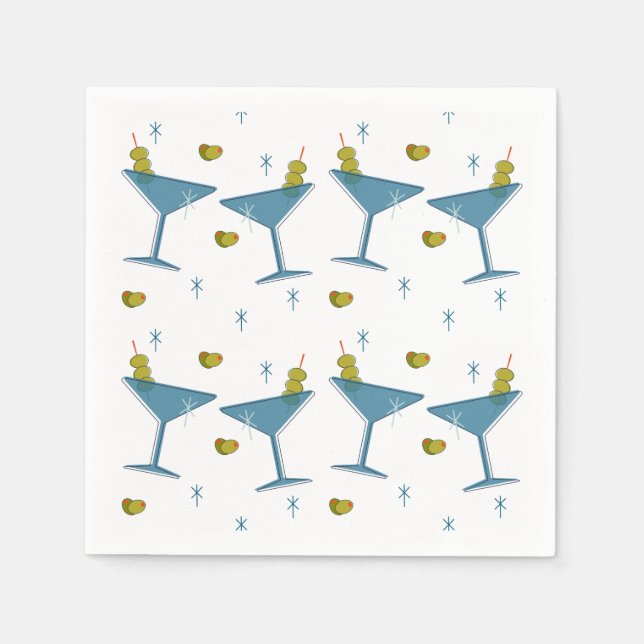 Martini Madness Retro Cocktail Napkins Serviette (Vorderseite)