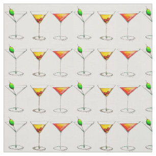 Martini, Manhattan, Cosmo Cocktails Fabric Stoff
