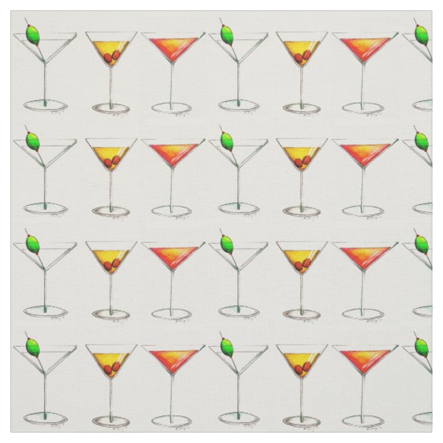 Martini, Manhattan, Cosmo Cocktails Fabric Stoff (Muster)
