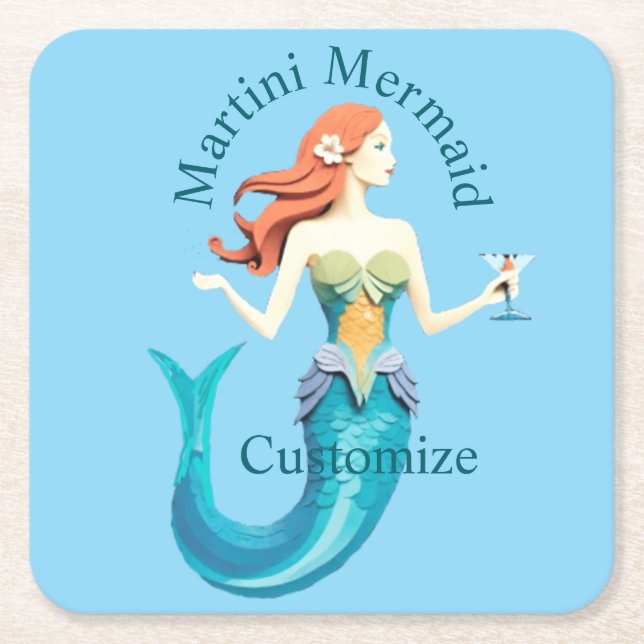 Martini Mermaid Thunder_Cove Rechteckiger Pappuntersetzer (Vorderseite)