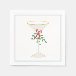Martini & Mistletoe Cocktail Napkin Serviette