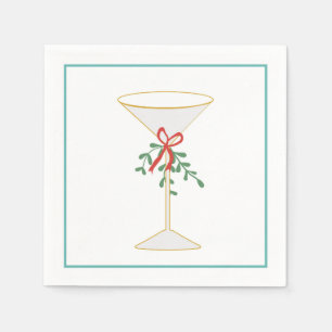 Martini & Mistletoe Cocktail Napkin Serviette