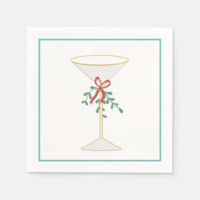 Martini & Mistletoe Cocktail Napkin Serviette (Vorderseite)