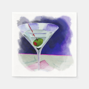 Martini mit einer Olive Serviette