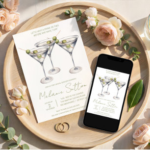 Martini mit Oliven, Cocktail Drink, Brautparty Einladung