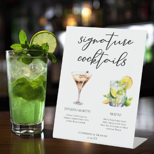 Martini Mojito Signature Cocktails Hochzeitsmenü Sockelschild
