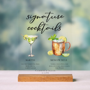 Martini Moscow Mule Hochzeit Signature-Cocktails Acrylschild