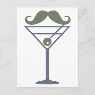 Martini Mustache benutzerdefinierte Postkarte
