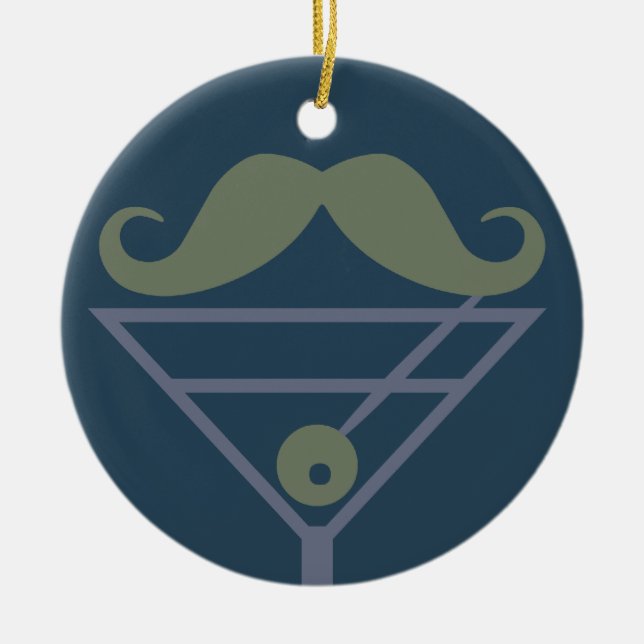 Martini Mustache Zollschmuck Keramik Ornament (Vorne)