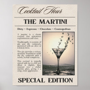 Martini Newspaper Art Print Poster