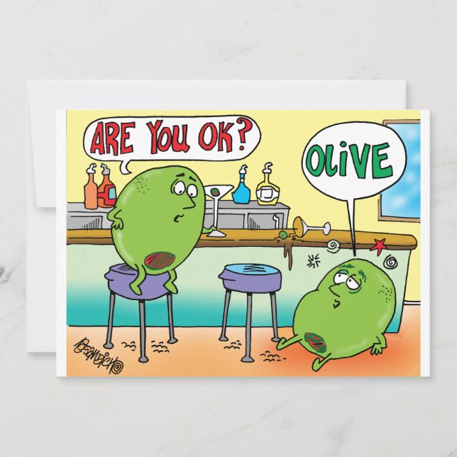 MARTINI-OLIVEN IN EINER BAR EINLADUNG (Vorderseite)