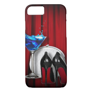Martini-Partymädchen der girly Stiletts blaues Case-Mate iPhone Hülle